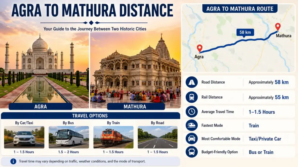 Agra to Mathura Distance