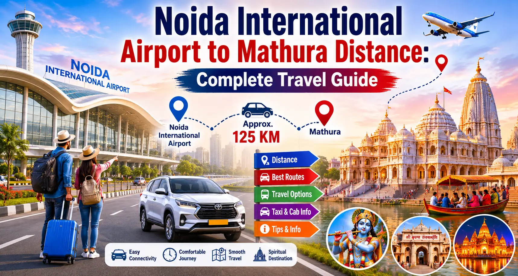Noida International Airport to Mathura Distance
