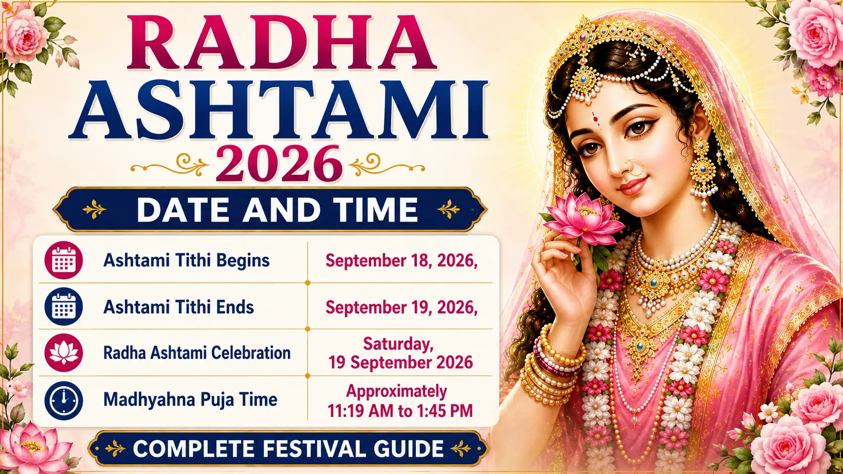 Radha Ashtami 2026, Radha Ashtami 2026 Date and Time